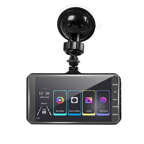 A6T 4インチ 170°広角 フルHD 1080P 車載DVR デュアルレンズ ダッシュカム リアビューカメラ タッチスクリーン付きビデオレコーダー
