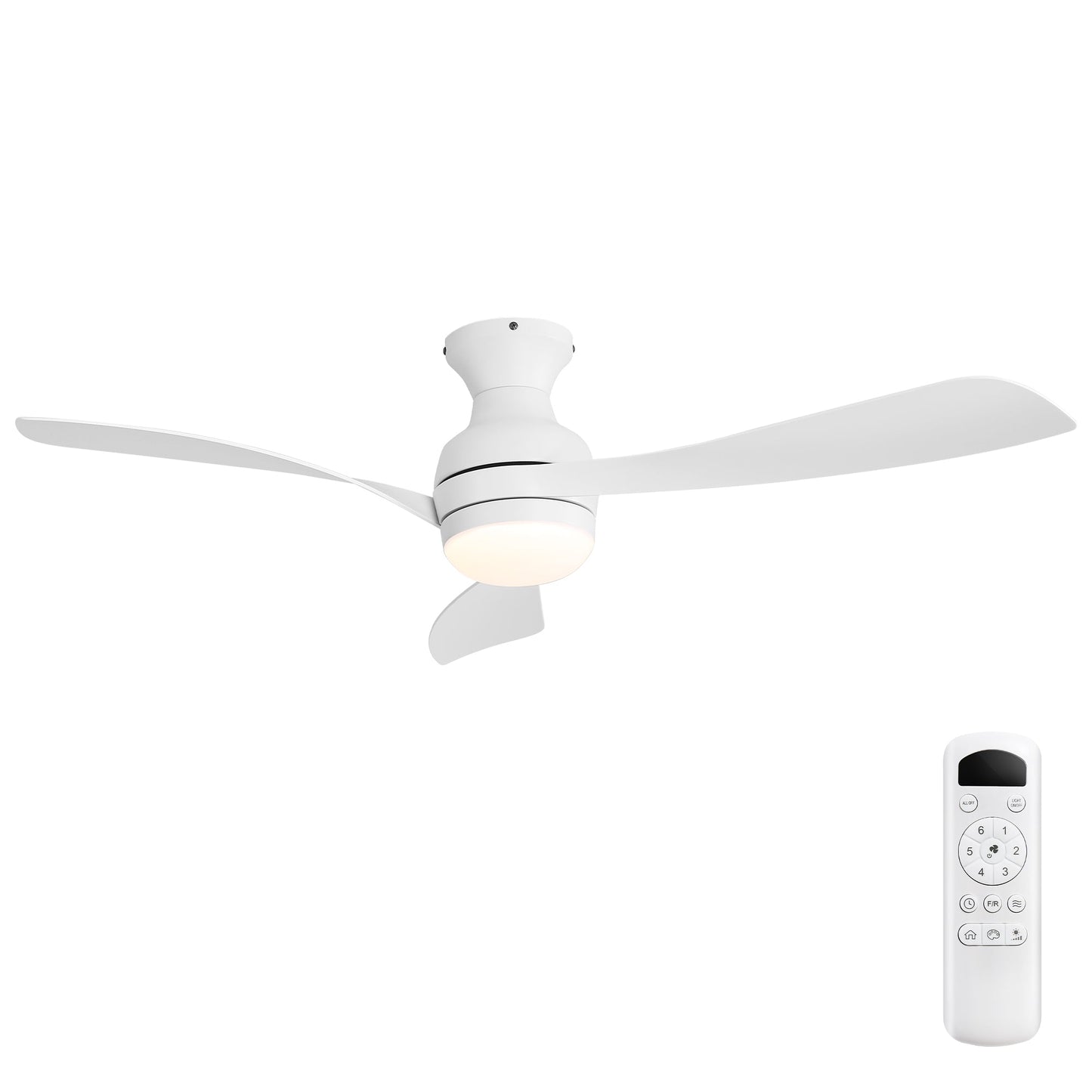 52" Low Profile Ceiling Fan with Lights, Quiet Reversible DC Motor