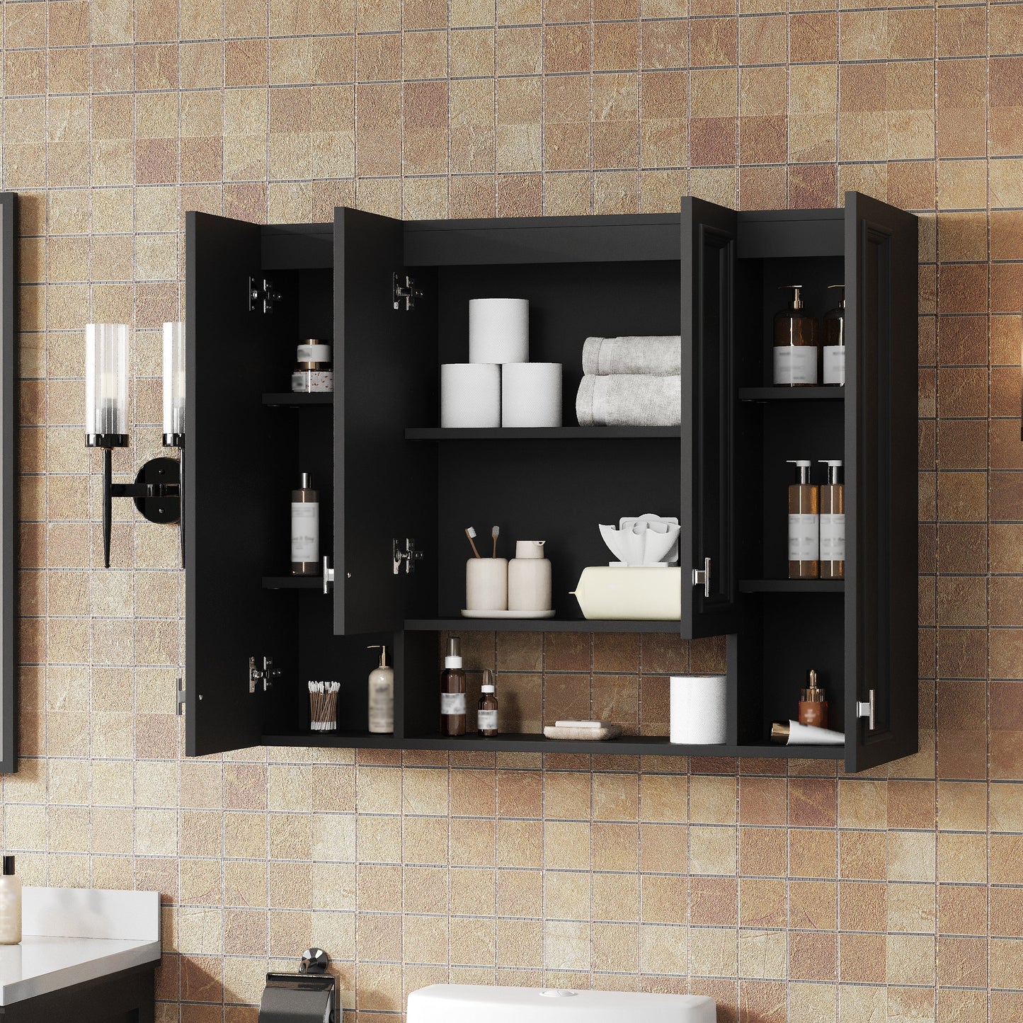 Modern Bathroom Cabinet with 5 Adjustable Shelves