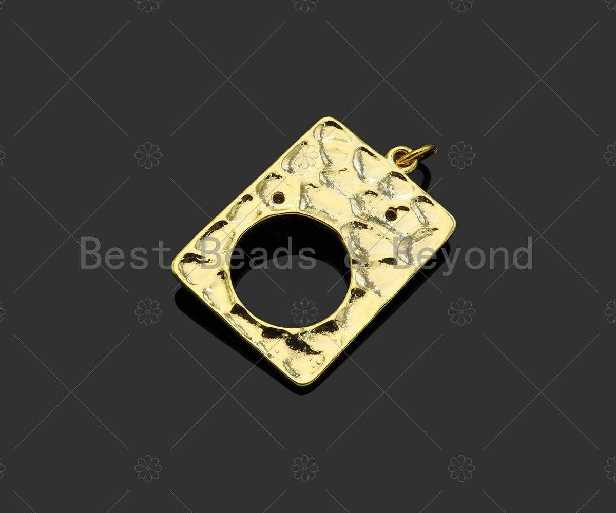 CZ Micro Pave Hollow Out Round Pearl On Rectangle Shape Pendant,14K Gold Filled MOP Charm, Necklace Bracelet Charm Pendant,17x25mm,Sku#ZX34