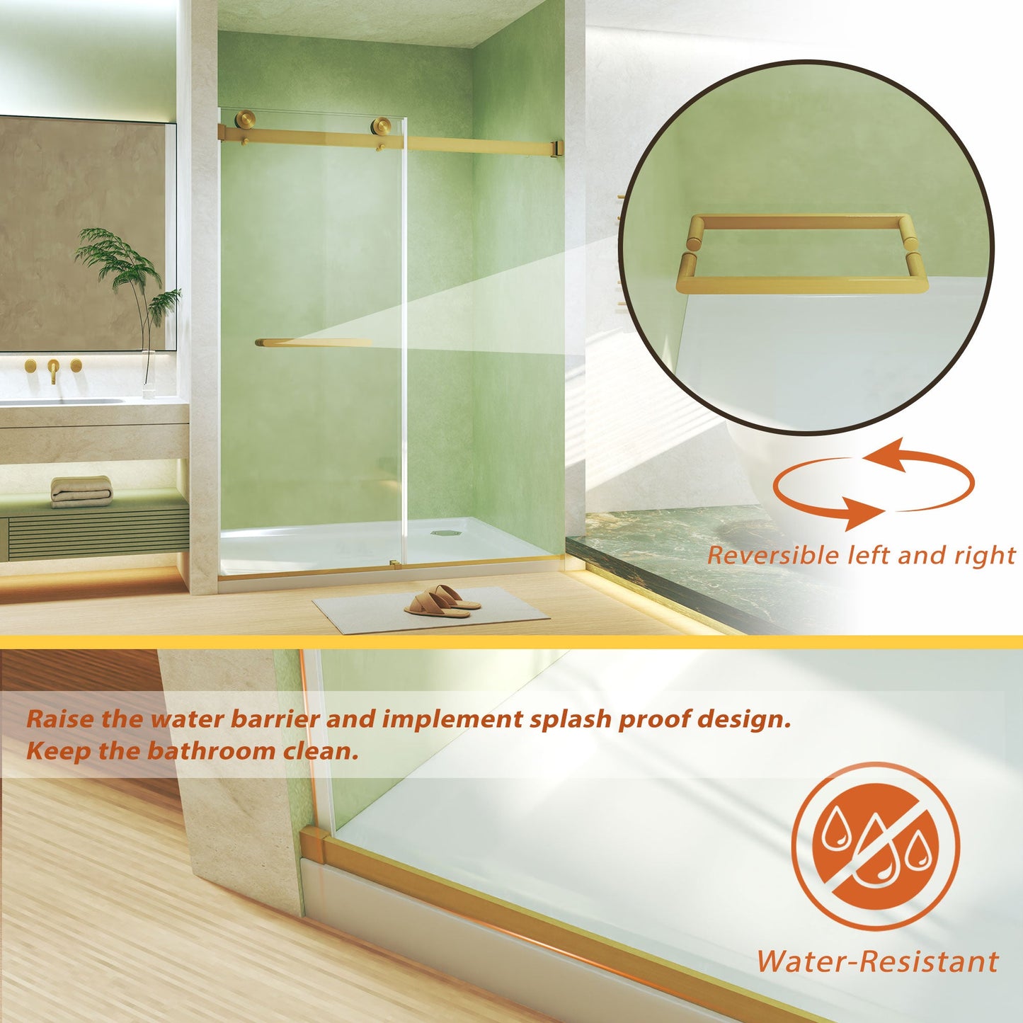 Frameless Double Sliding Shower Door 56-60" W x 74" H