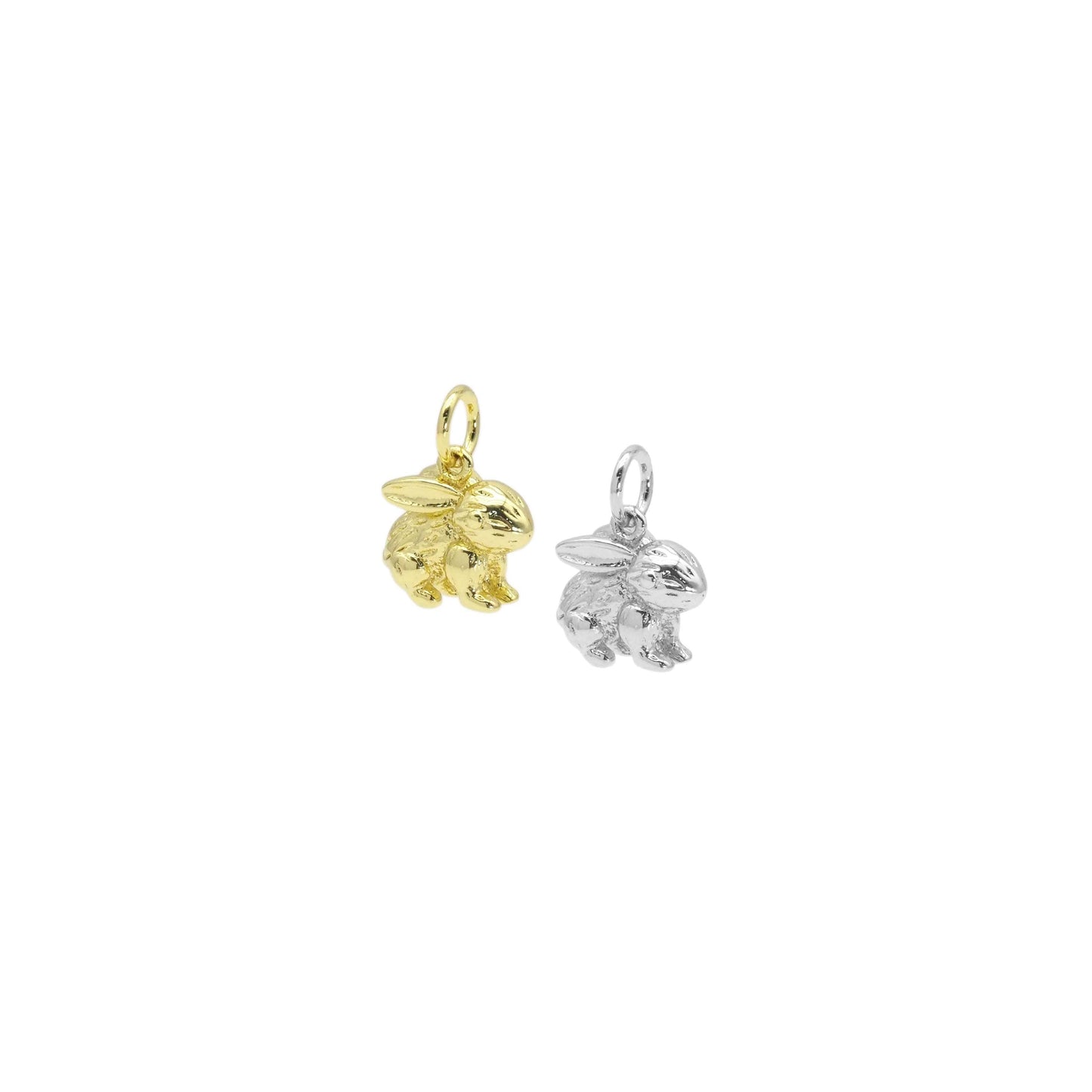 Gold Silver Cute 3D Rabbit Bunny Charm, Sku#Y888