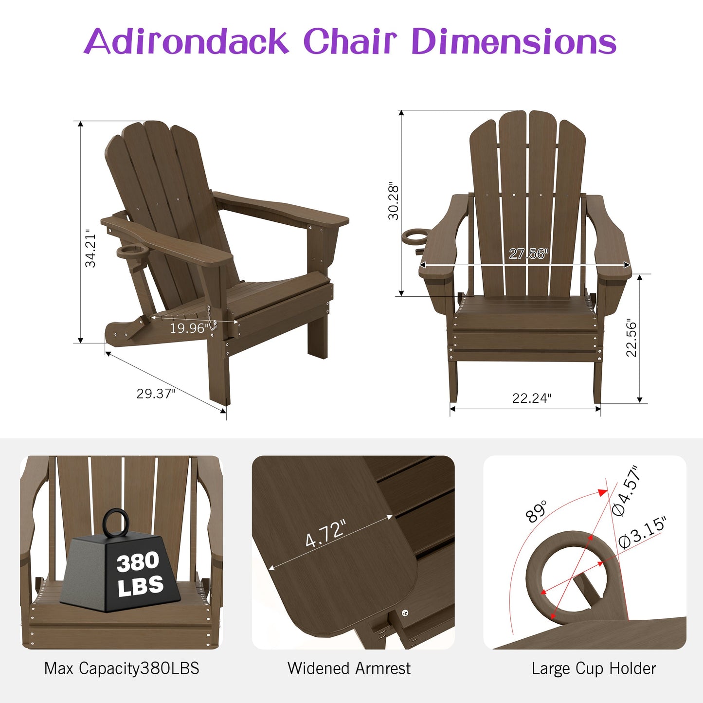 Adirondack Chairs Set of 2 - Brown