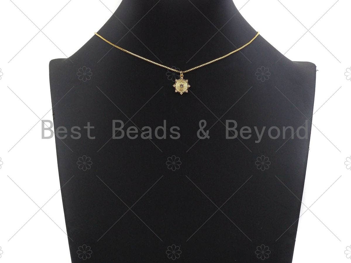 CZ Micro Pave North Star On Round Coin Charm/Pendant, SKU#JL12