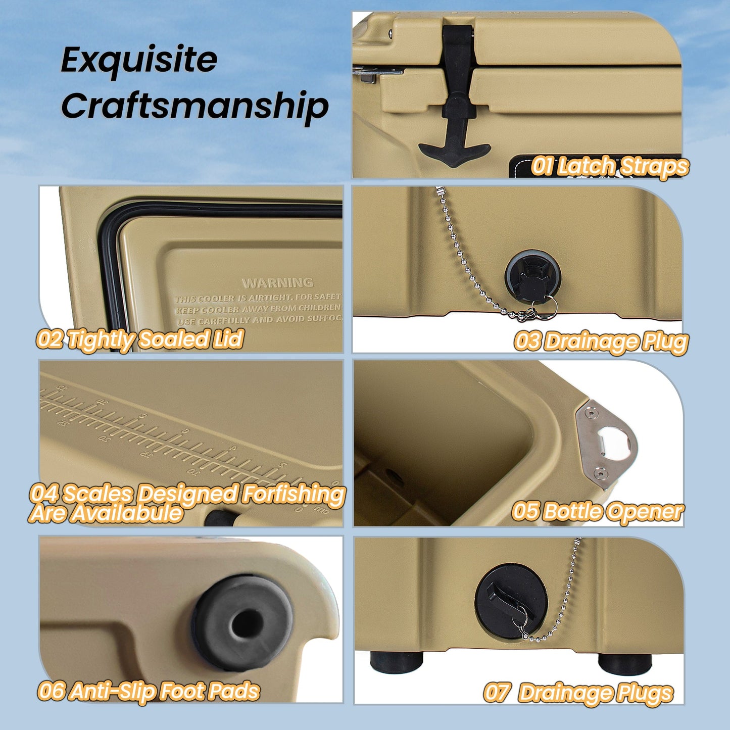 65 Quart Khaki Cooler