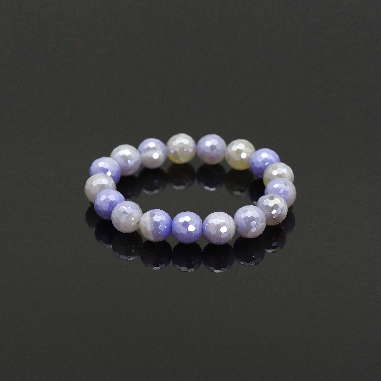 Mystic Blue Banded Agate Stretchy Bracelet, 8mm/10mm/12mm, SKU#EF402