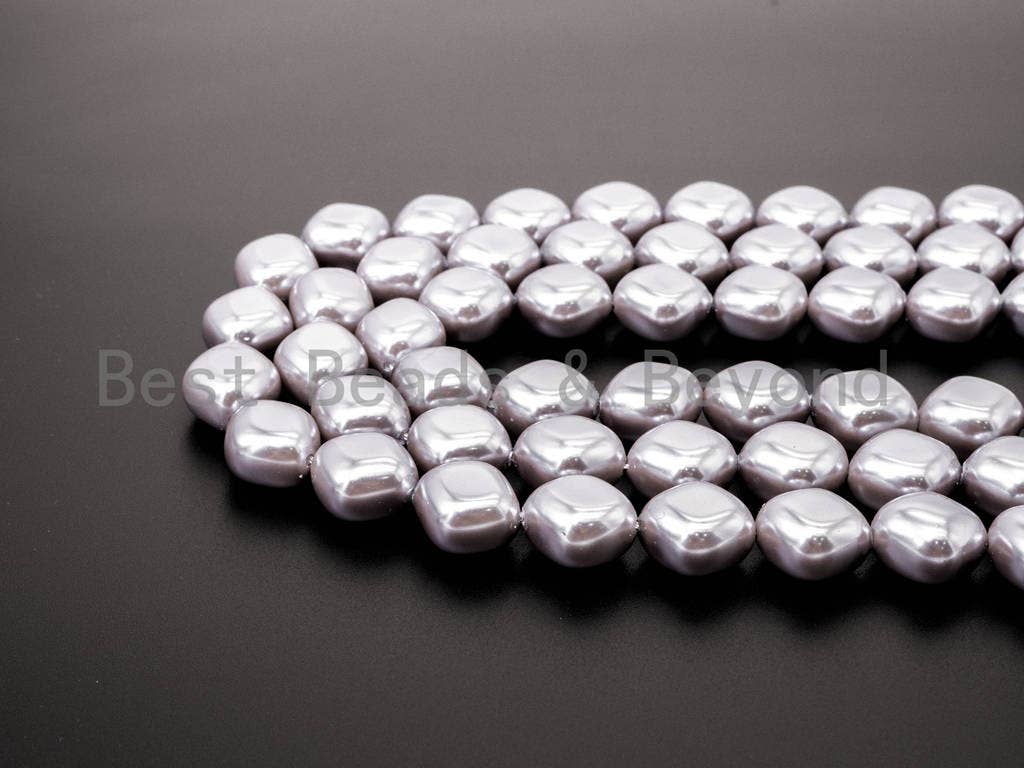 Gray Natural Mother of Pearl beads,13x15x6mm Pearl Diamond Shape beads, Loose Square Smooth Pearl Shell Beads, 16inch strand, SKU#T72