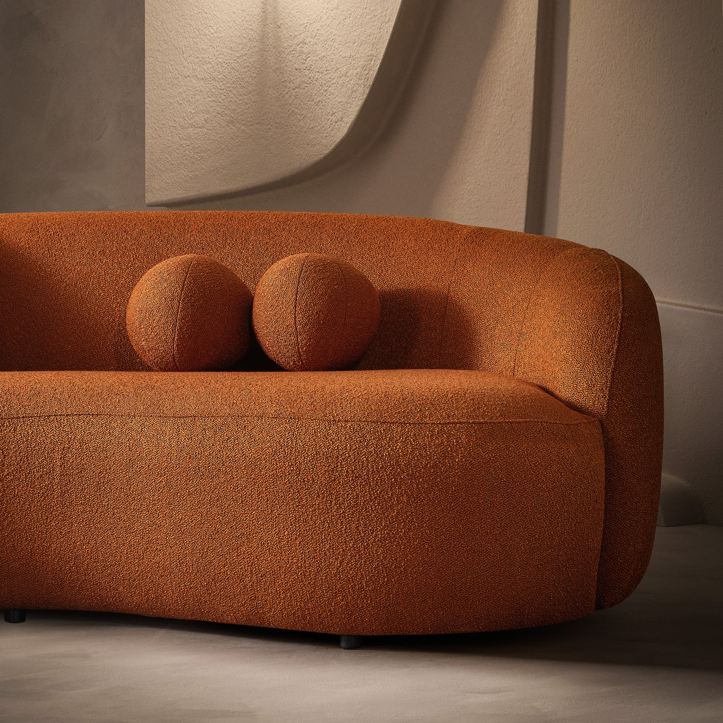 Drake Burnt Curvy Boucle Sofa