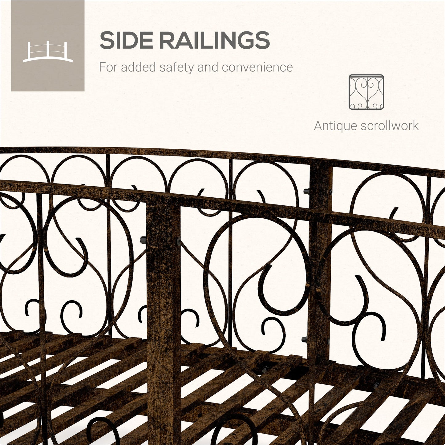Outsunny 7' Metal Arch Garden Bridge with Safety Siderails