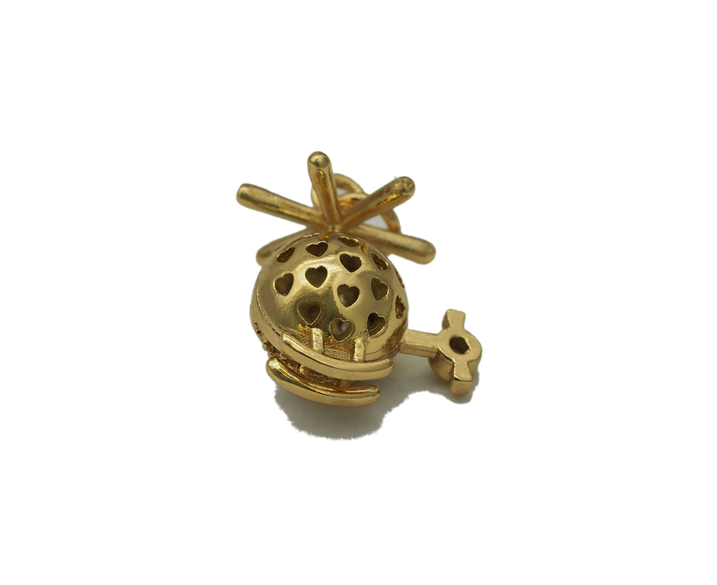 Gold CZ Helicopter Charm, Sku#LK691