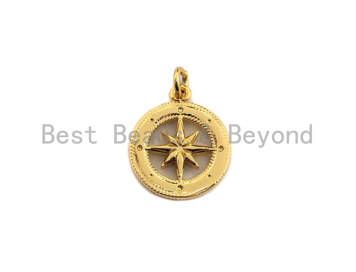 Hollow out North Star Compass Coin Pendant, Sku#Z432