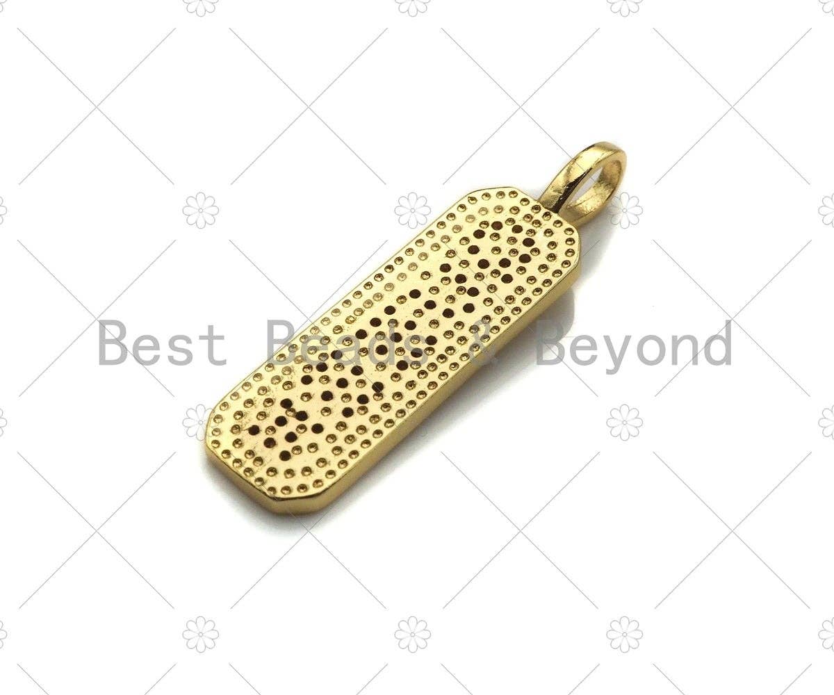 CZ Micro Pave QUEEN Bar Pendant, Cubic Zirconia Strip Pendant, Queen Charm, Micro pave Bar pendant, 10x35mm, sku#LK134