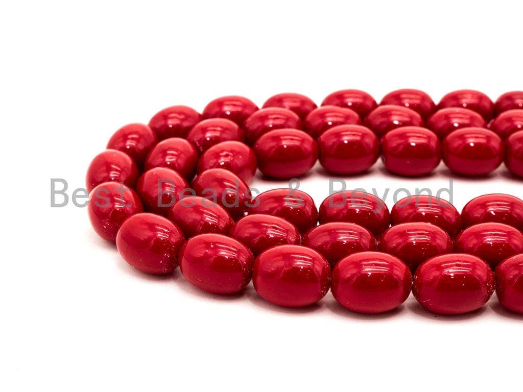 Red Natural Mother of Pearl beads,10x13mm Pearl Oval beads, Loose Oval Smooth Pearl Shell Beads, 16inch strand, SKU#T90