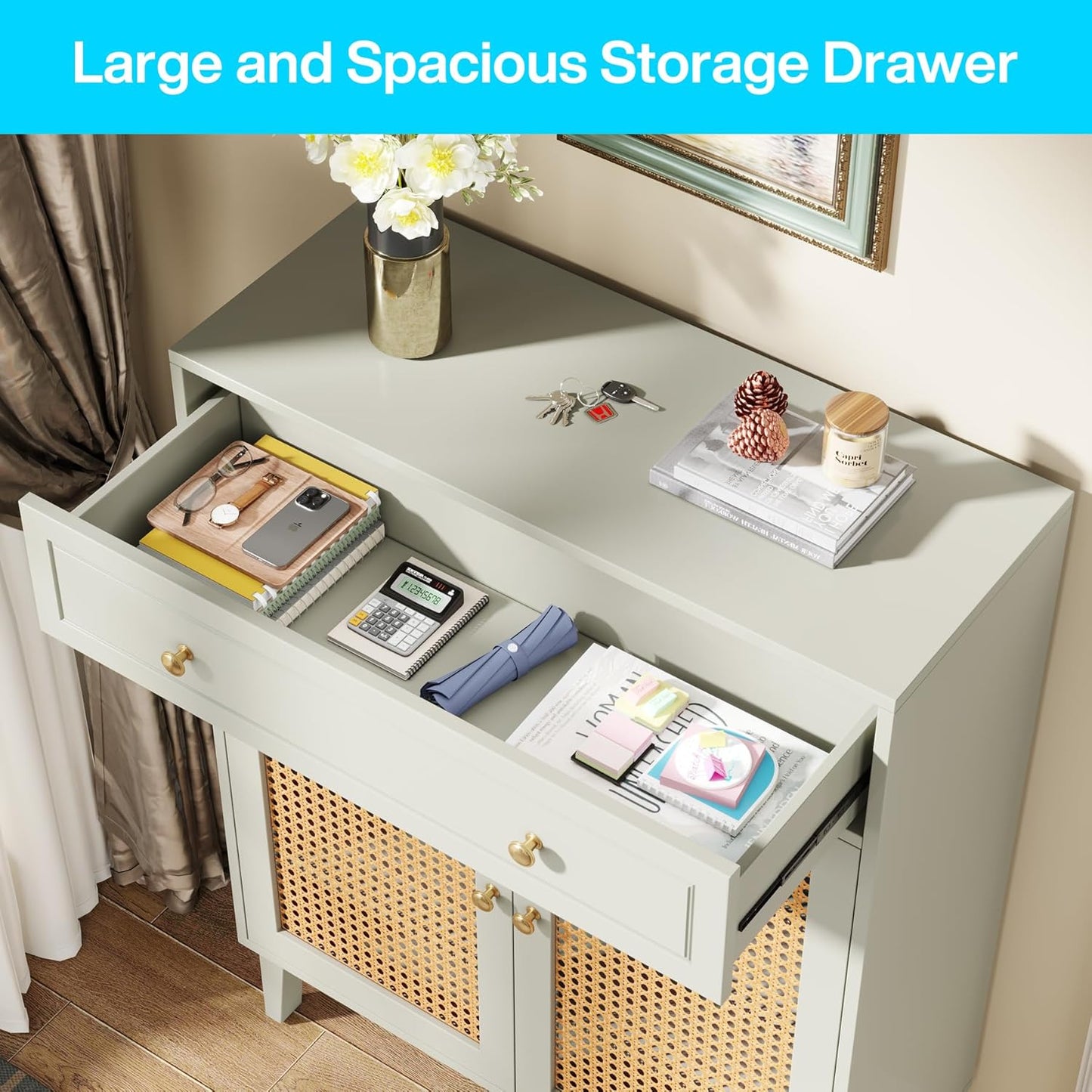 31.49” Mint Green Shoe Cabinet