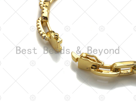 CZ Micro Pave Paper Clip Link Chain Bracelets, sku#LK102