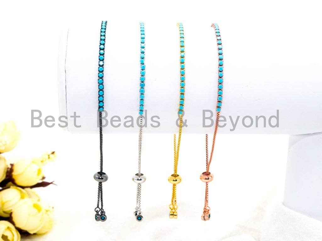 NEW Style Adjustable Bracelet, CZ Pave Turquoise Stud Bracelet Gold/Silver/Rose Gold/Gunmetal, Bridal Bracelet Jewelry,,SKU#P48C