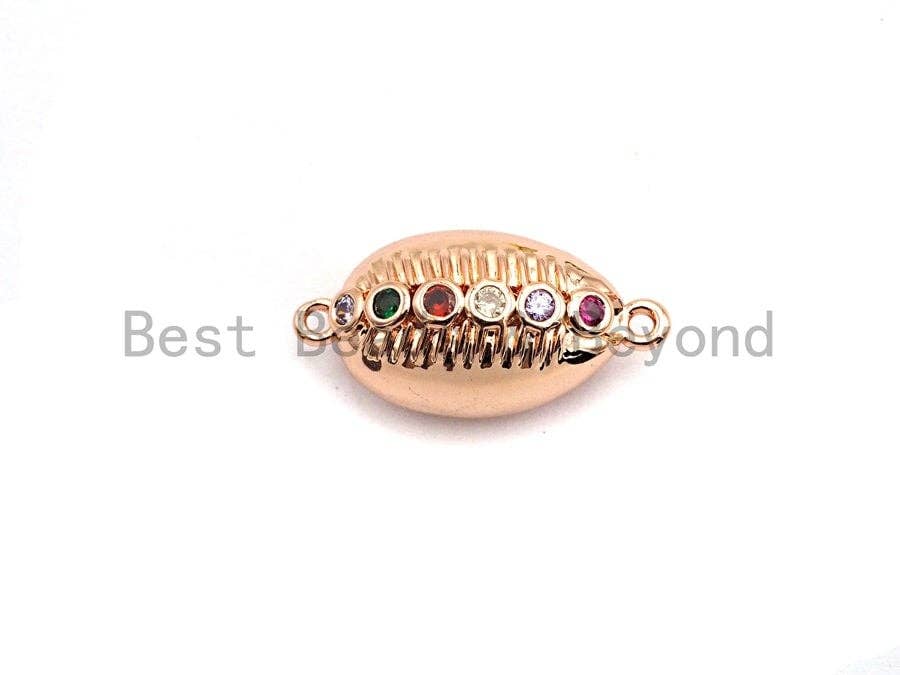 Colorful CZ Micro Pave Cowrie Shell Shape Connector for Bracelet/Necklace,Box Connector, 11x22x8mm,sku#E469
