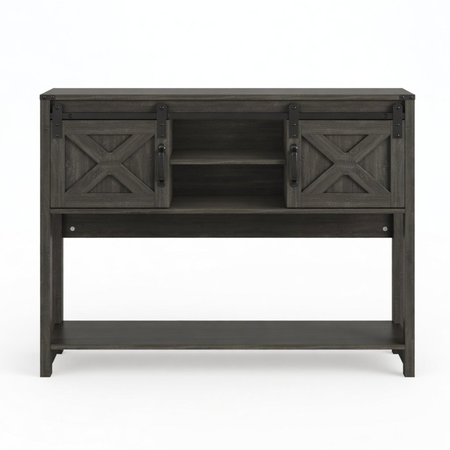 46" Modern Farmhouse Entryway Table with Storage & Sliding Barn Door, Dark