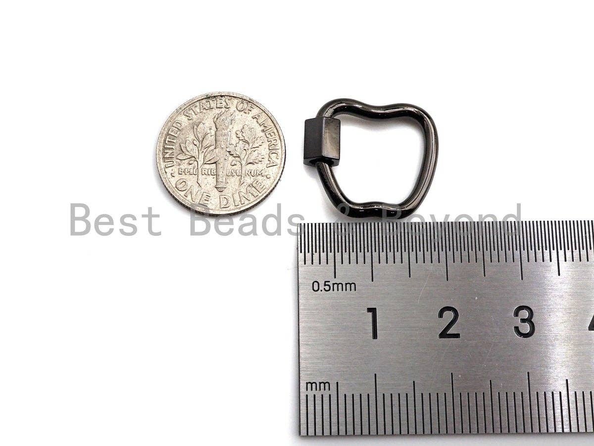 PRESELLING Apple Shape Clasp, CZ Pave Clasp, Gold/Silver/Rose Gold/Black Carabiner Clasp, 17x18mm,sku#K115