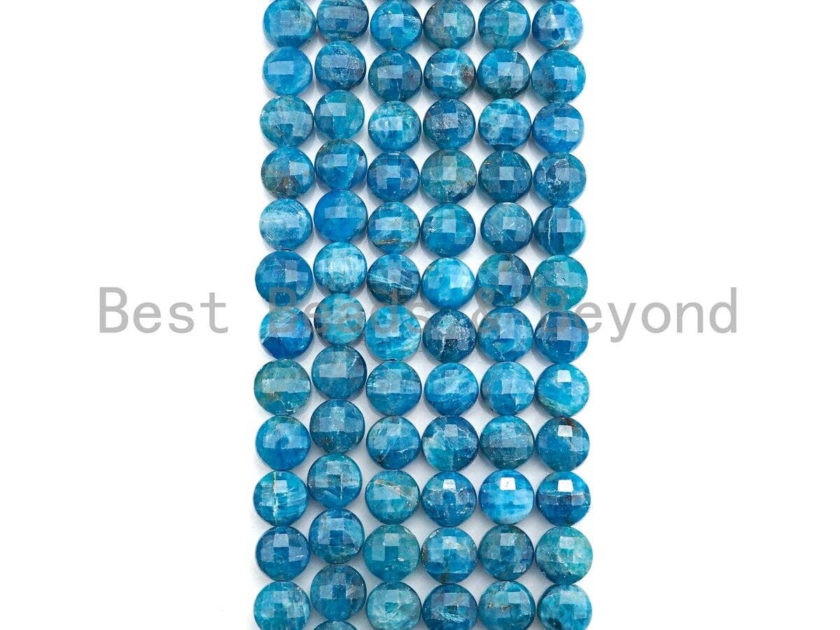 High Quality Natural Apatite Checkerboard Cut Coin Shape beads, 8mm/10mm Turtle Shell Cut Apatite Beads, 16" Full strand, sku#UA48