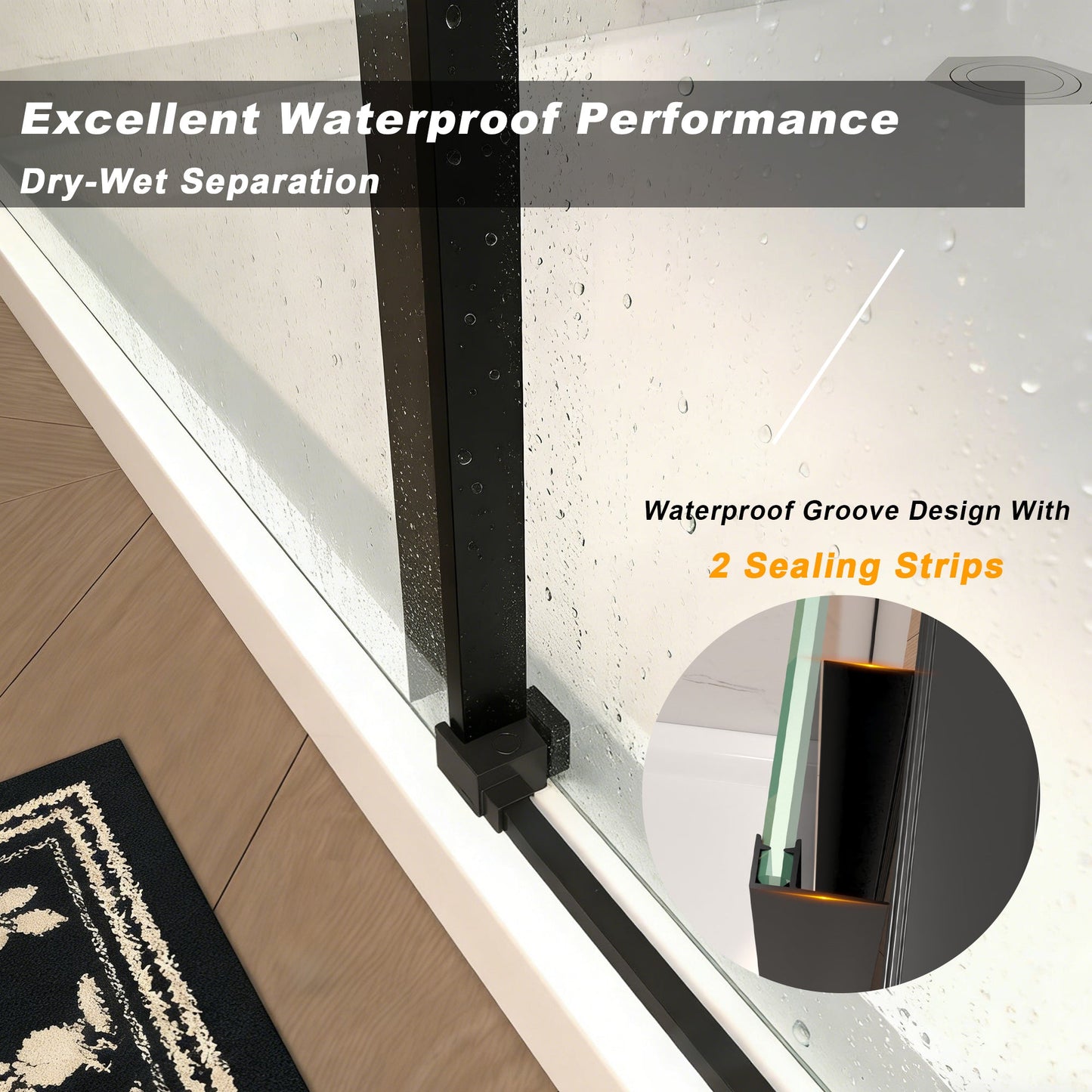 48" W × 72" H Single Sliding Shower Door