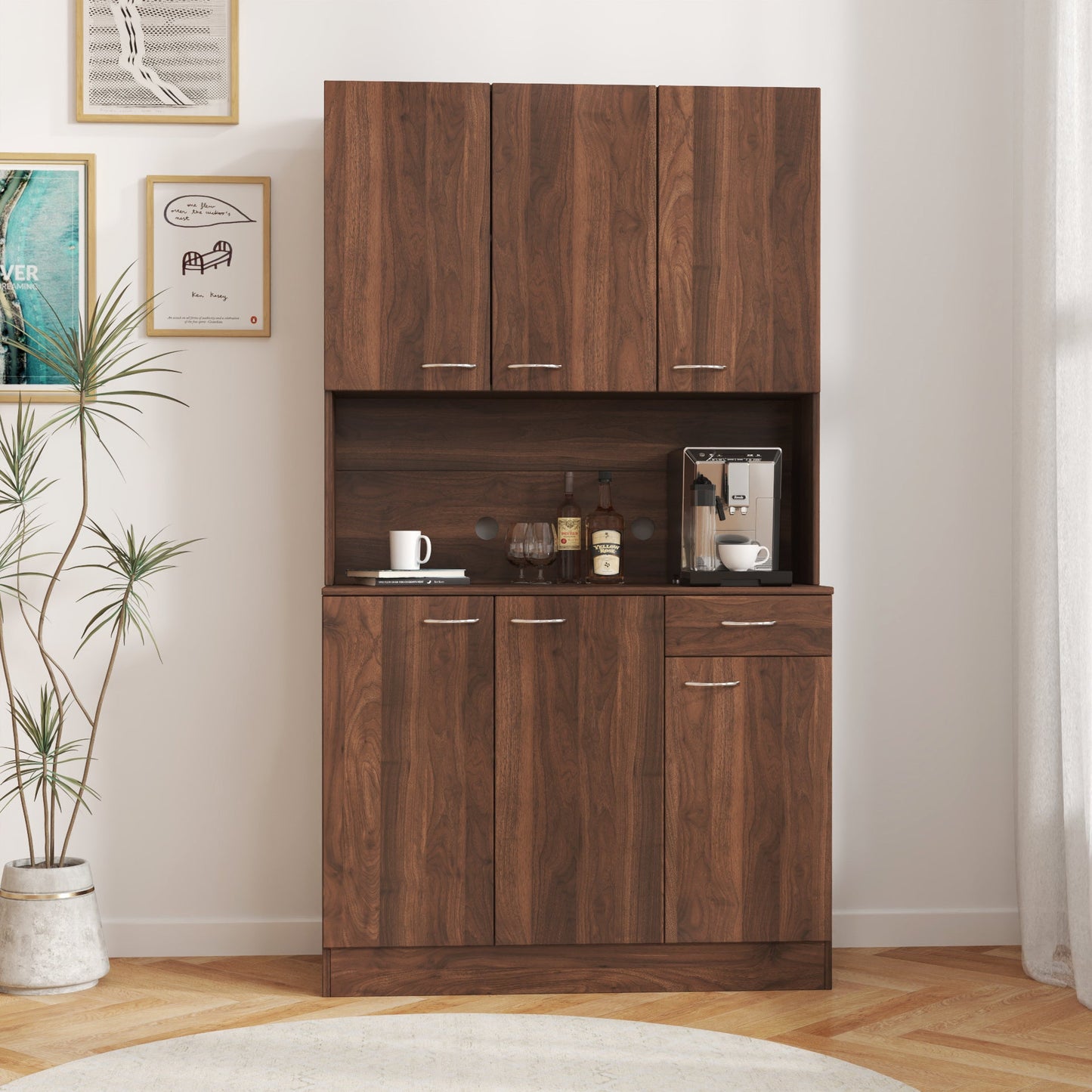 70.87" Tall Wardrobe & Kitchen Cabinet with 6 Doors