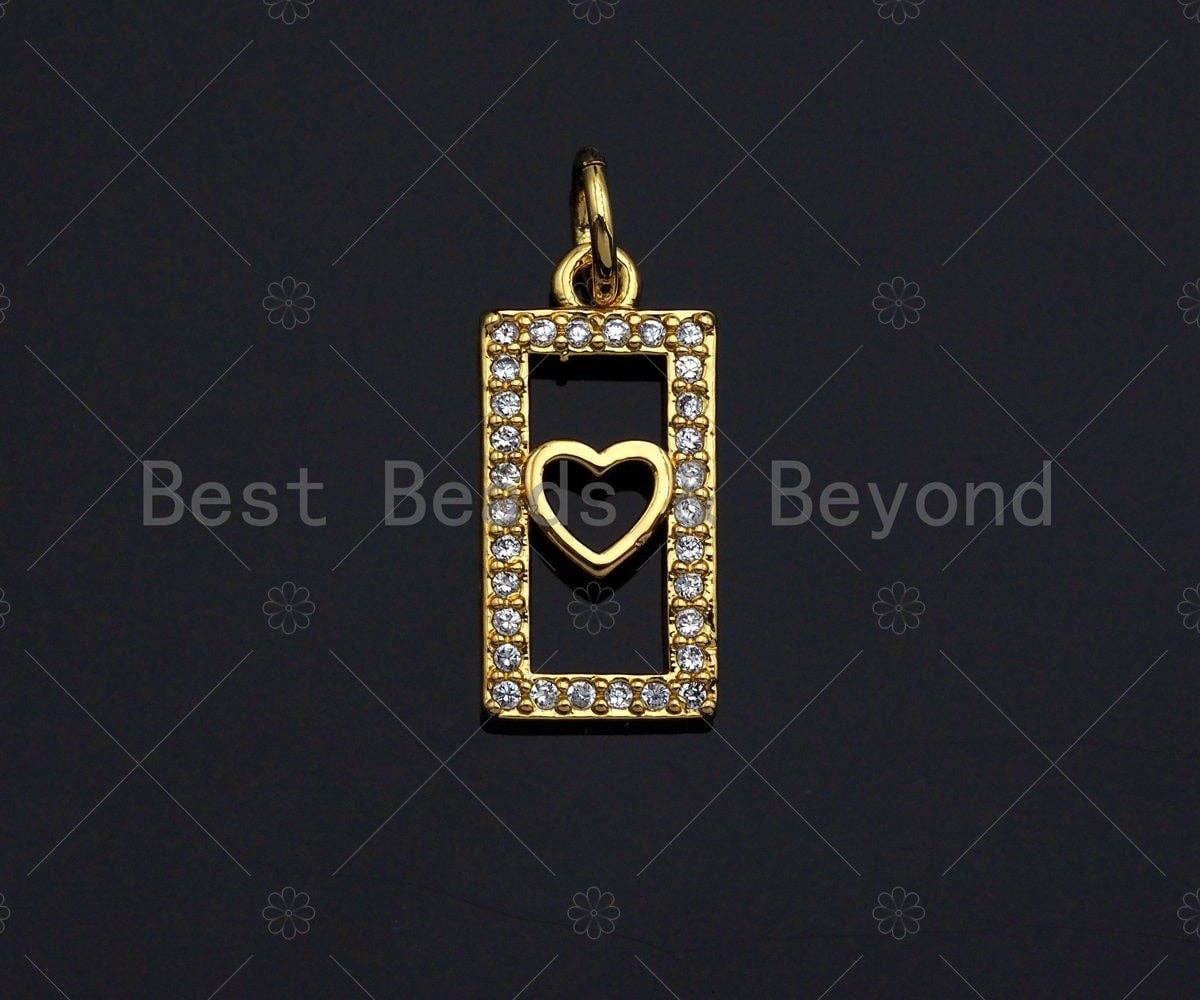 Shiny Gold Rectangle Dog Tag Charms, Dainty Charms, Star/Moon/Cross/Hamsa/Heart/Lock Pendant, Gold rectangle Charm,  7x15mm, Sku#LK115