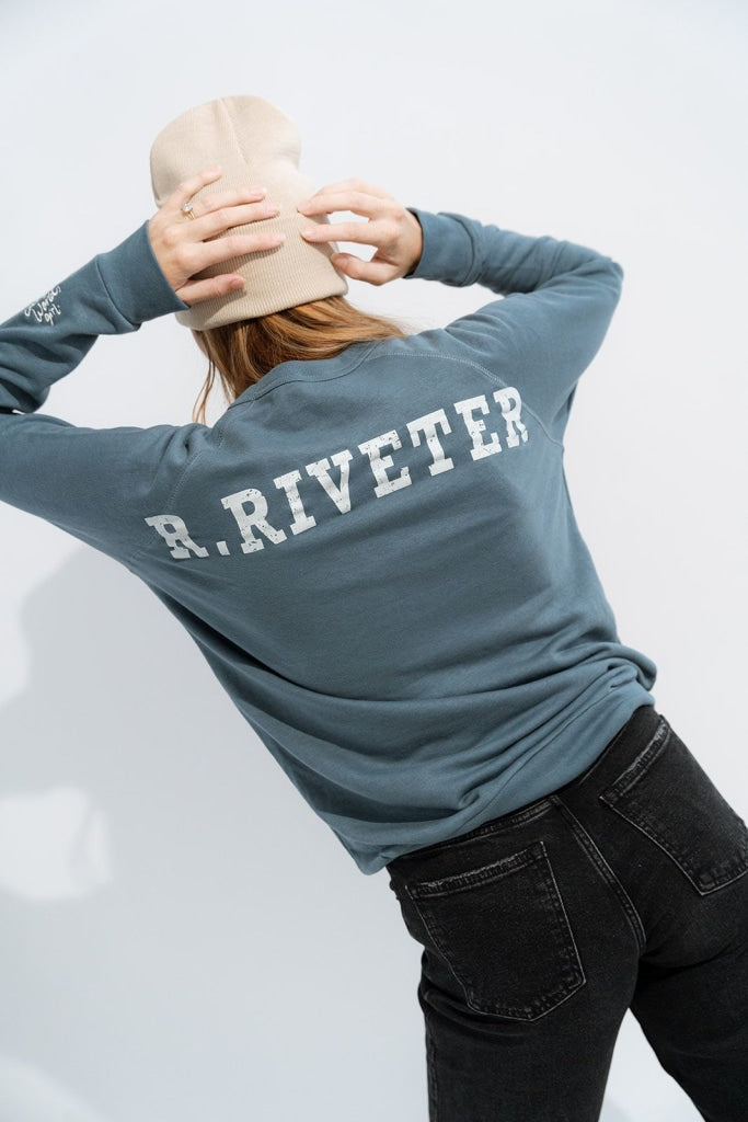 Unisex Sweatshirt | Denim Washed R.Riveter Logo