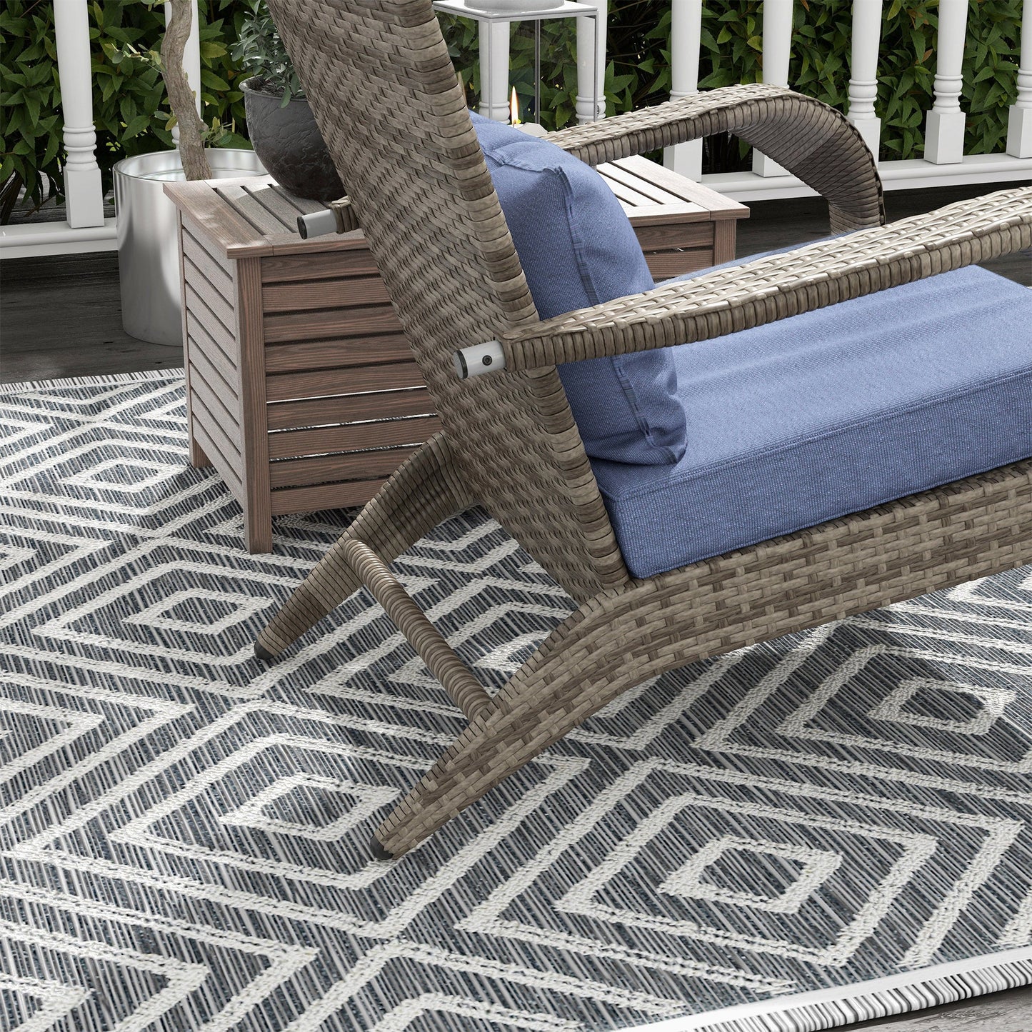 Outsunny Patio Wicker Adirondack Chair with Ottoman