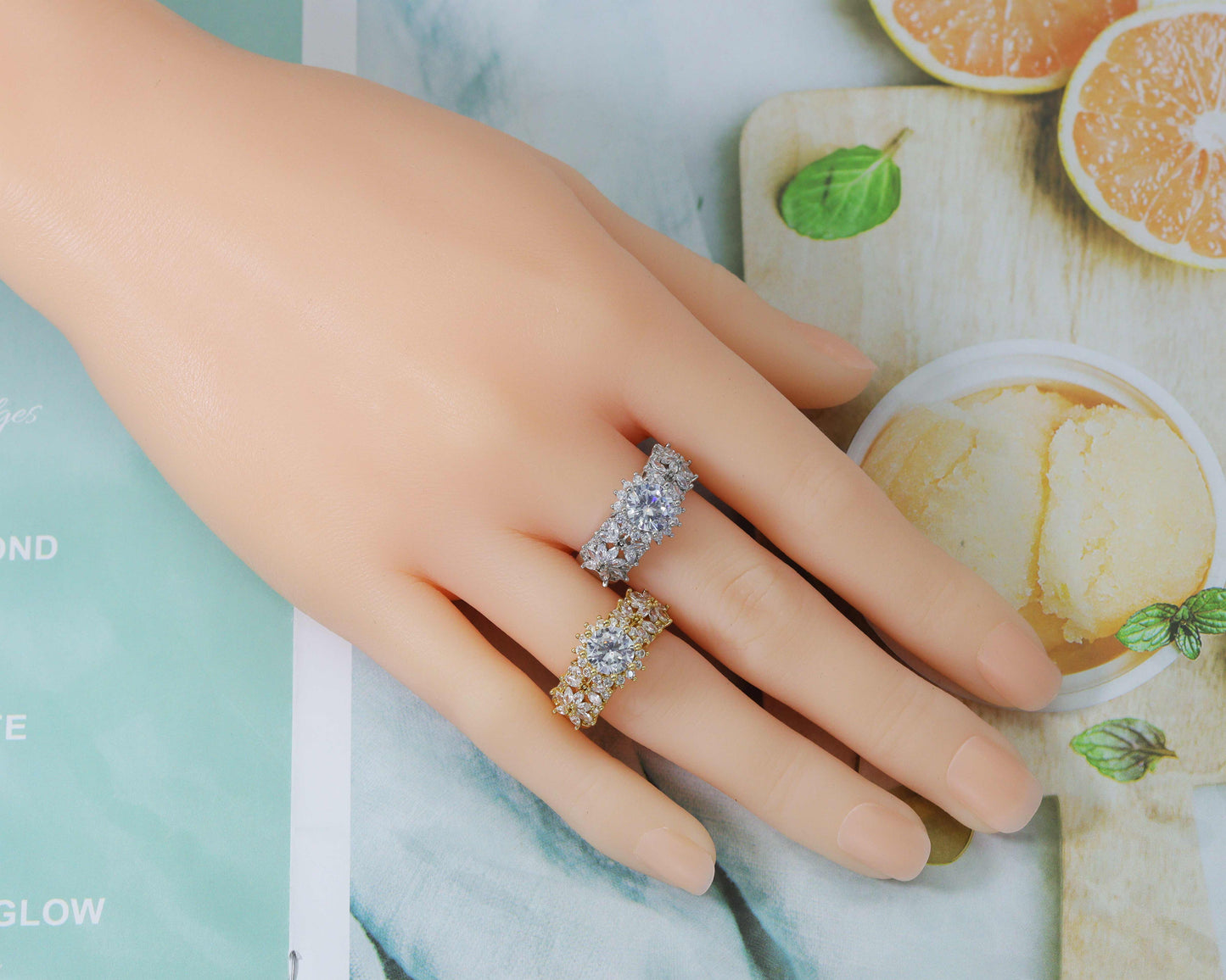 CZ Round Adjustable Ring, Sku#B170