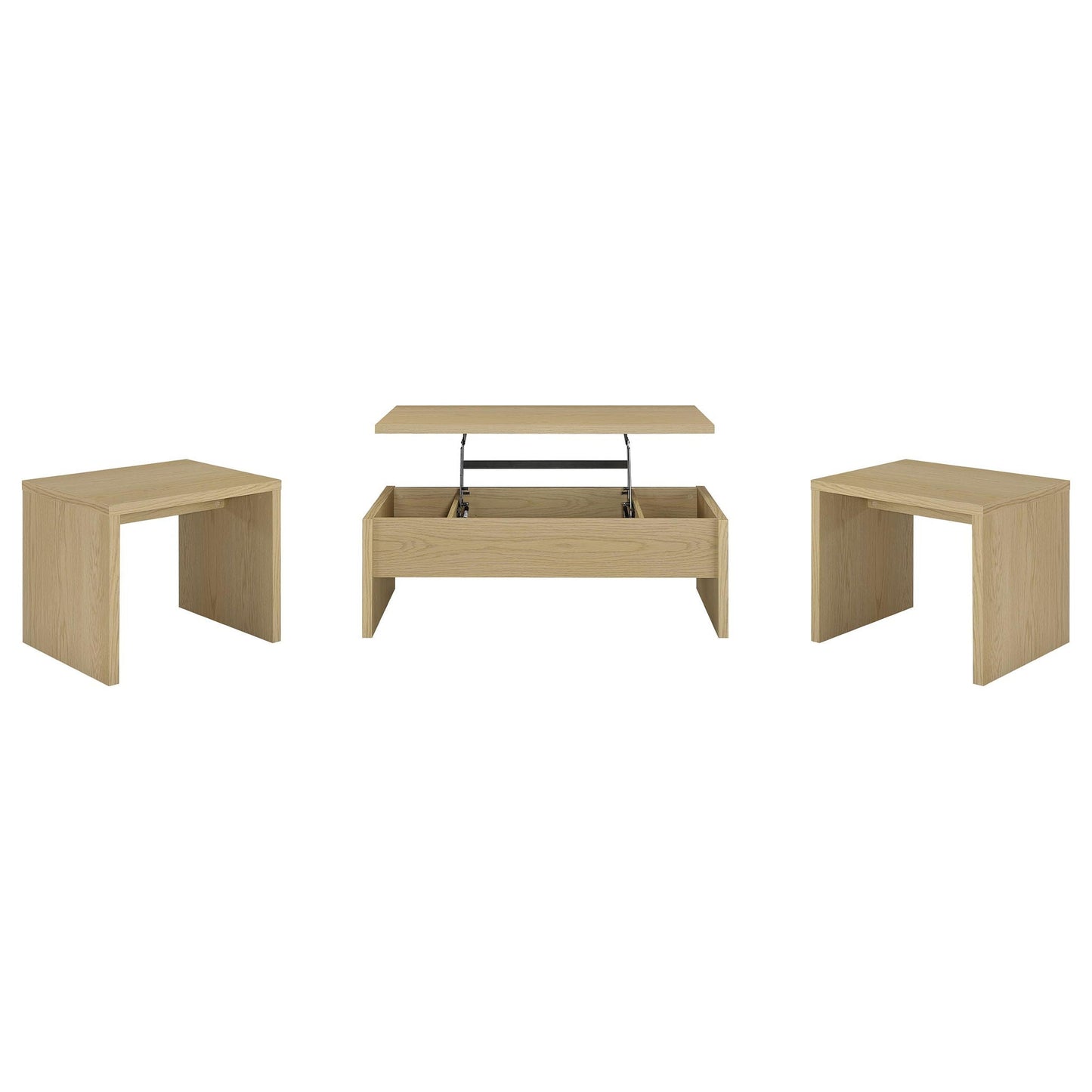 Canoga 3-piece Lift Top Cocktail Coffee Table Set Light Oak