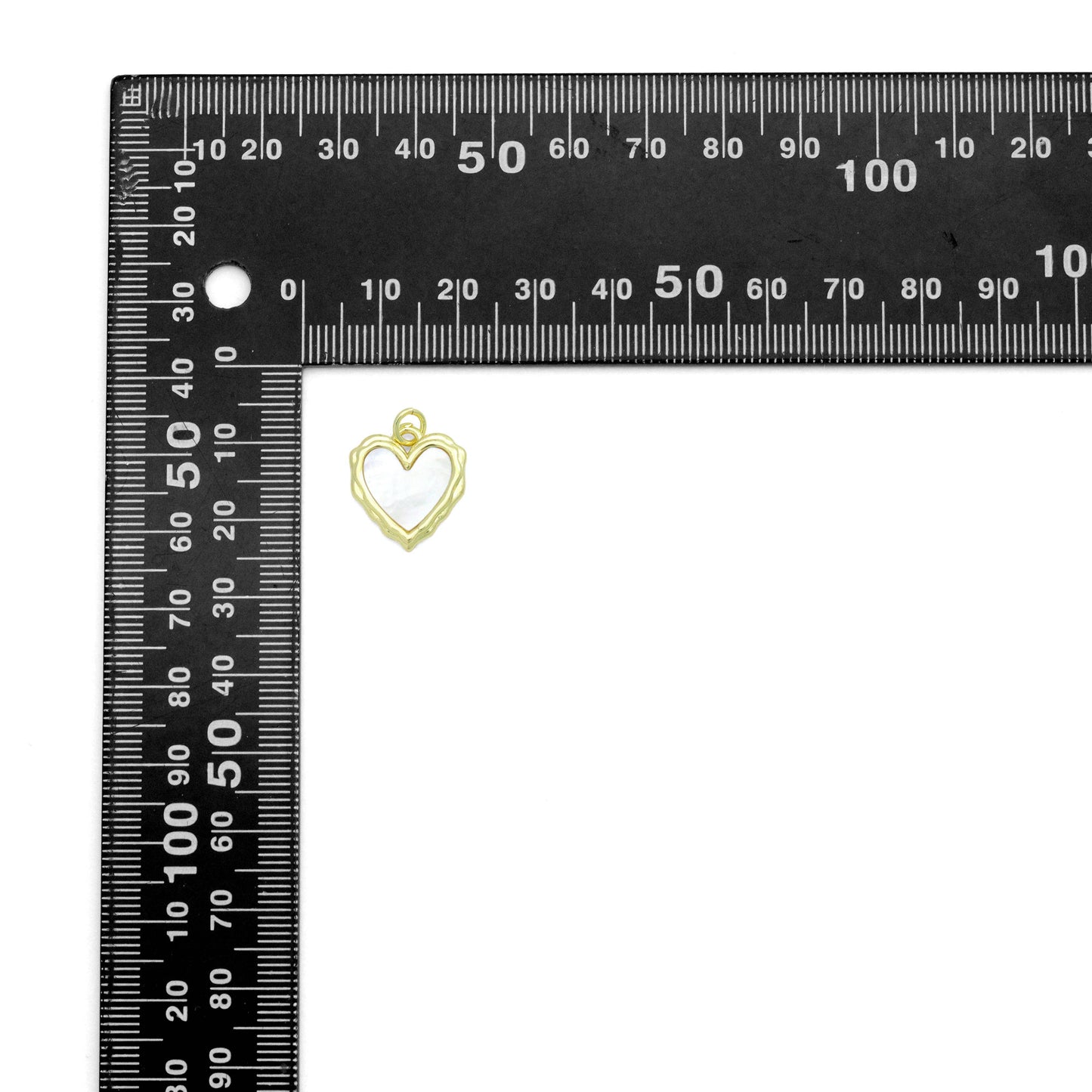 White Pearl Textured edge Heart Frame Charm Pendant,Sku#LK1217