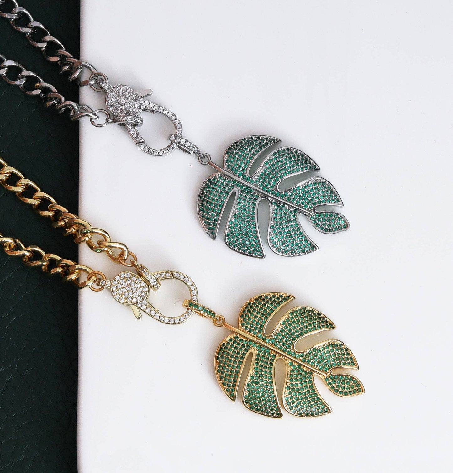 Leaf Cuban Chain Necklace, sku#CL08