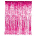 3' x 8' (36" x 96") Rideau à franges roses en clinquant métallisé pour porte, fenêtre, décoration de fête