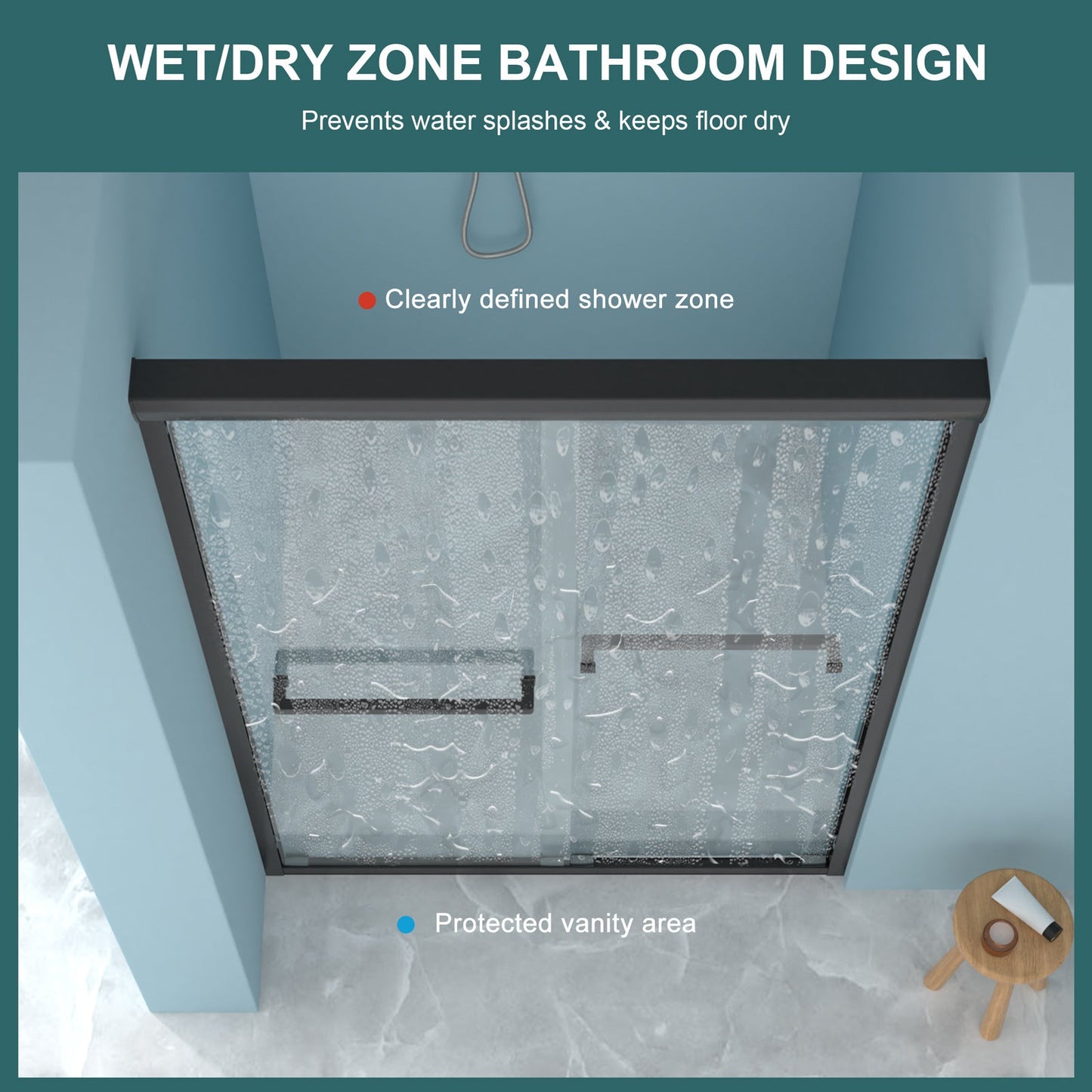 Double Sliding Shower Door 48" W x 76"H - Matte Finish