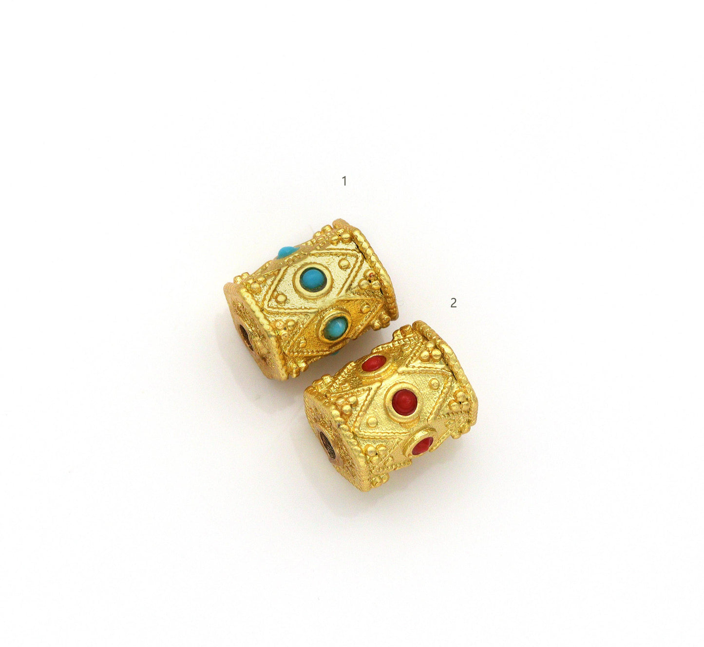 Gold Enamel Hexagon Tube Spacer Beads, Sku#LX61c