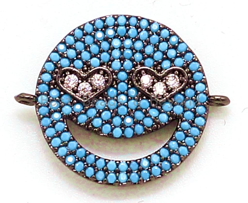 CZ Micro Pave Smiley Face Connector for Bracelet/Necklace, Cubic Zirconia Space Connector, CZ Pave Beads,19mm, sku#E41