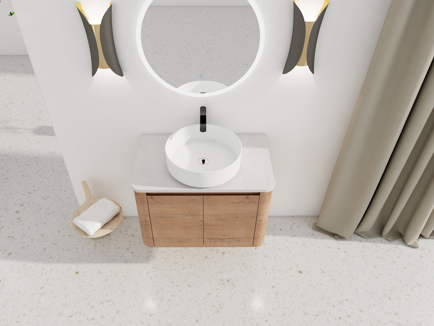 30'' Wall-Mounted Bathroom Vanity With Ceramic Art Sink