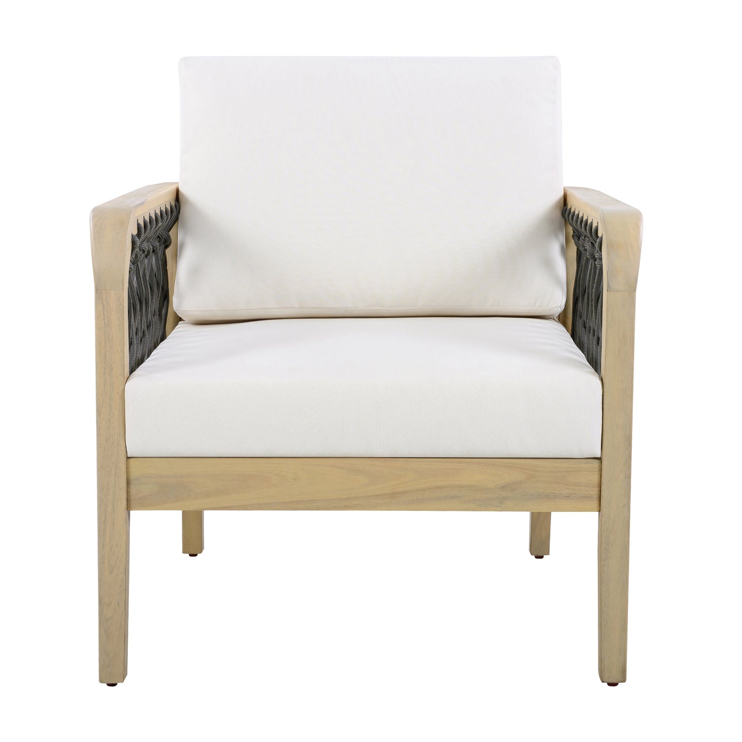 Outdoor Acacia Wood Club Chair with Handwoven Rope