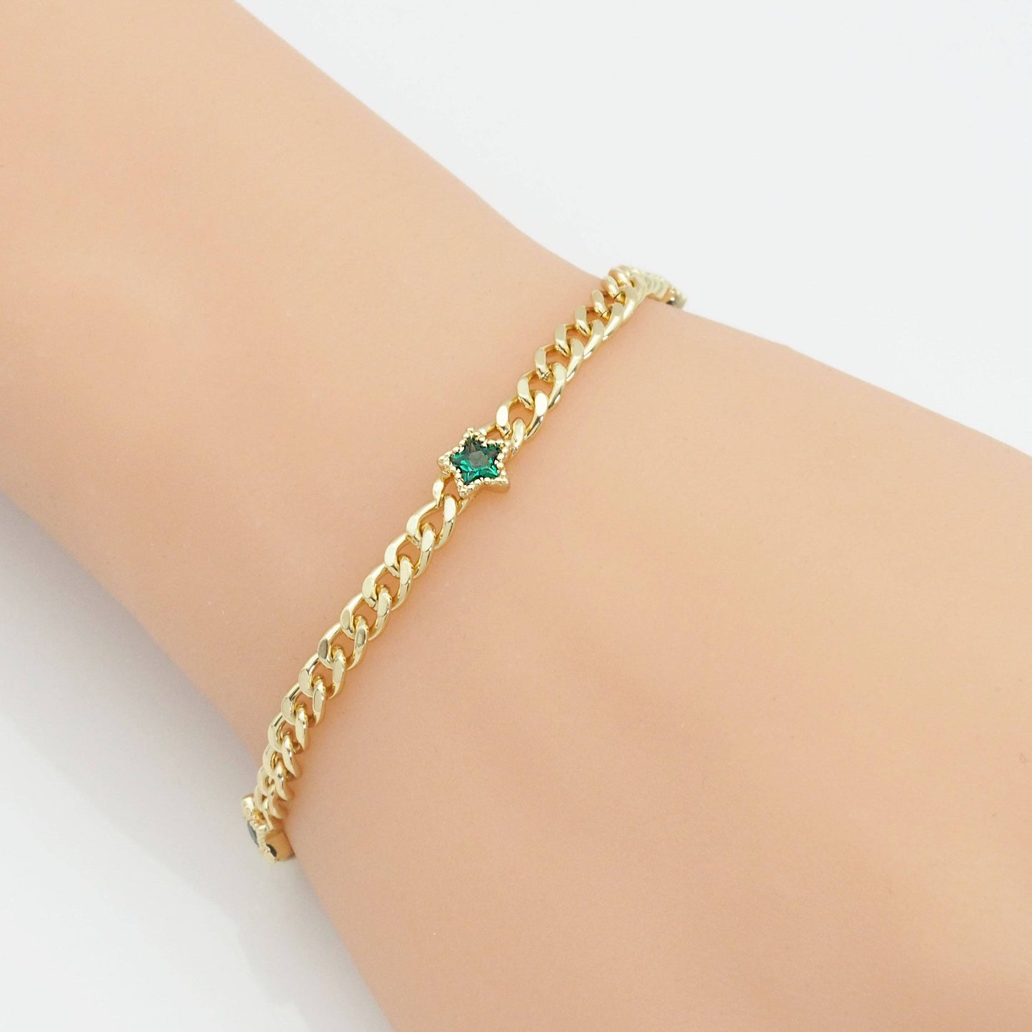 Gold Cuban Chain Star Necklace,sku#LX227