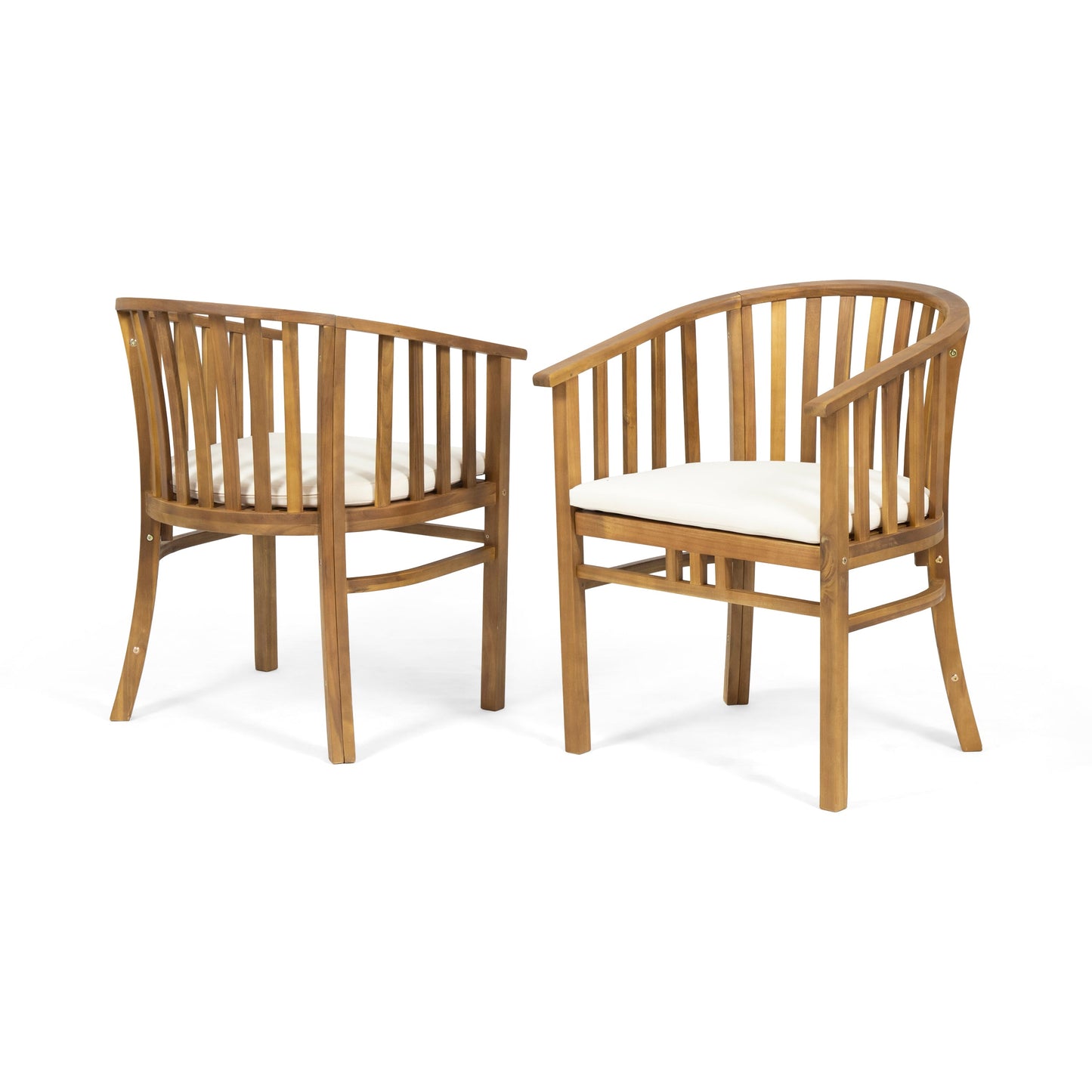 Outdoor Wooden Dining Chairs With Cushions, Set of 2