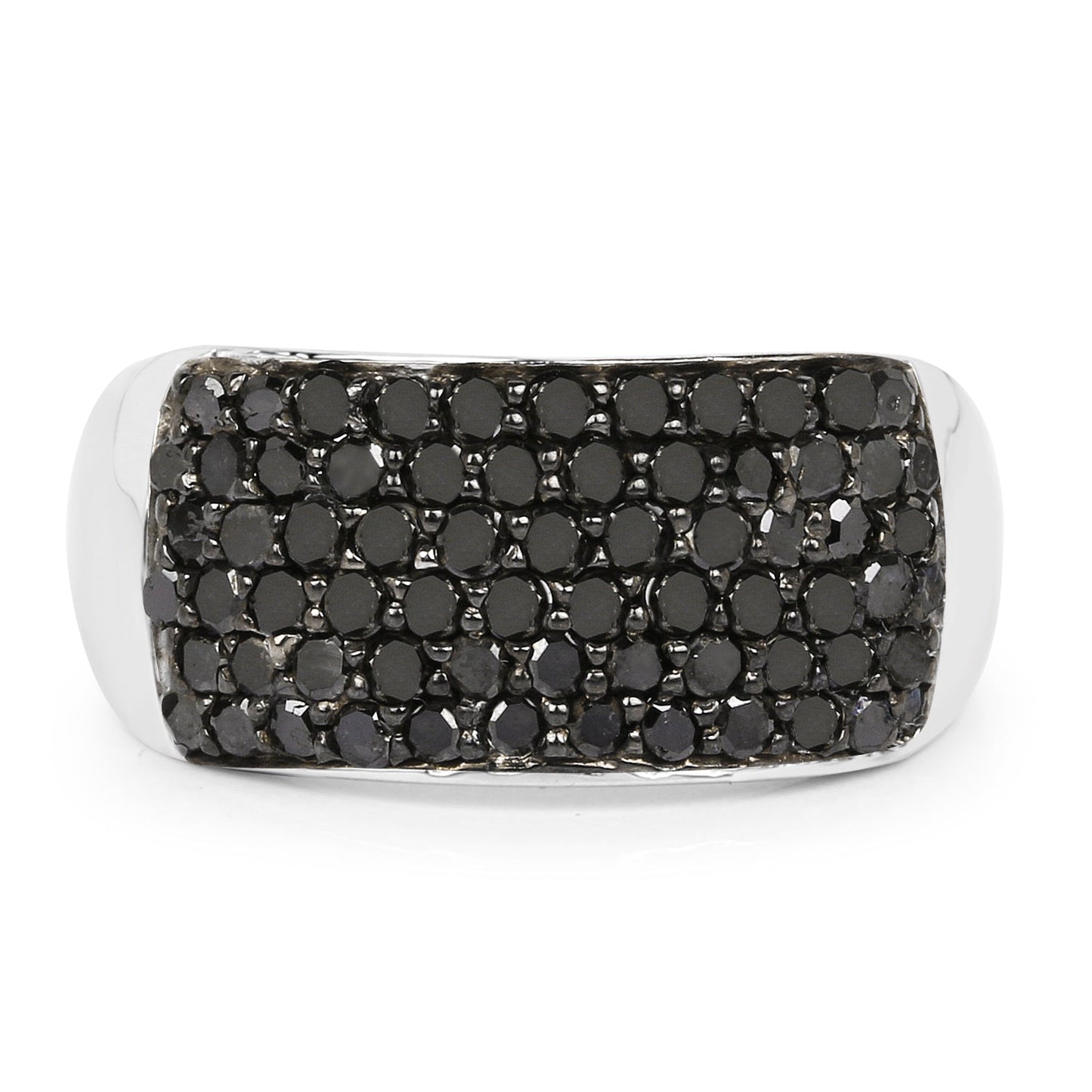 1.21 Carat Genuine Black Diamond .925 Sterling Silver Ring