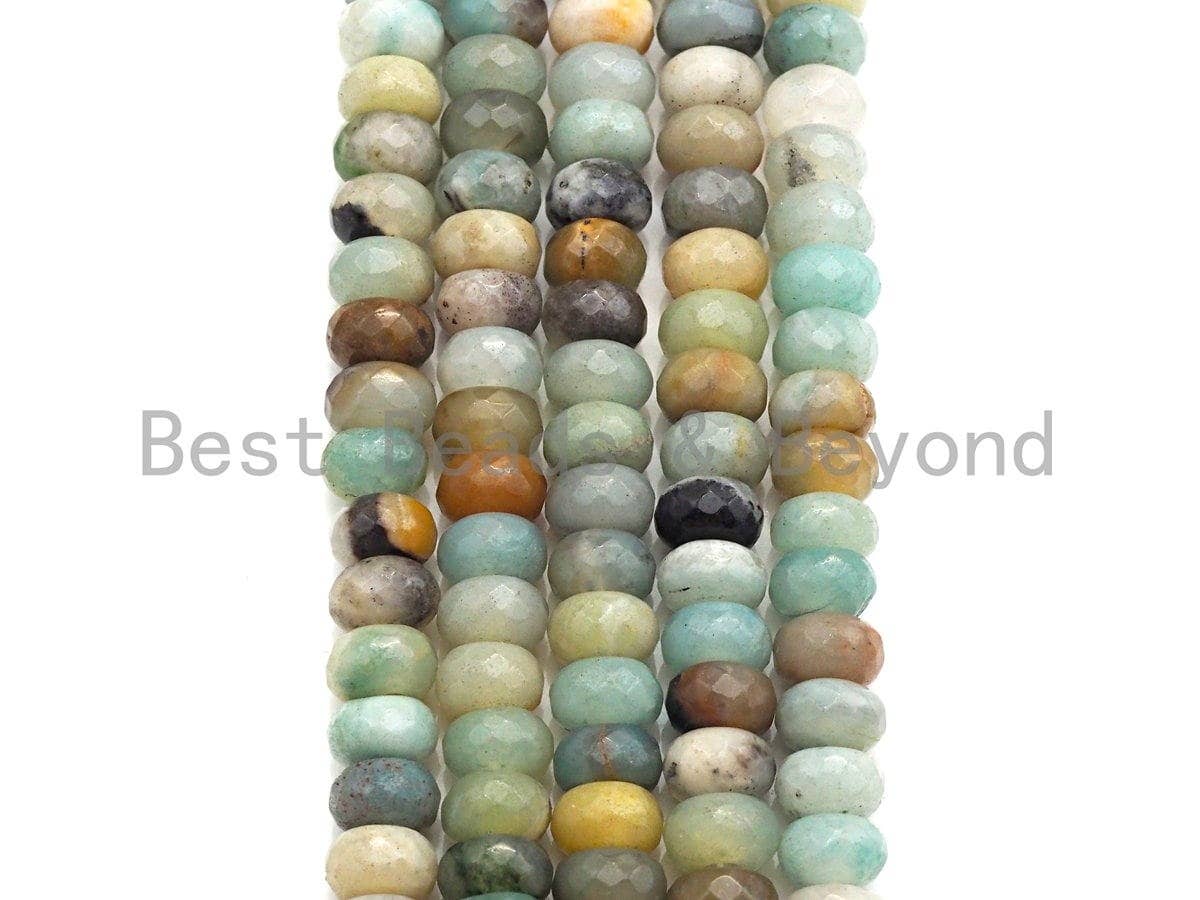 2mm Large Hole Natural Amazonite Beads, Rondelle Faceted 6x10mm, SKU#U709