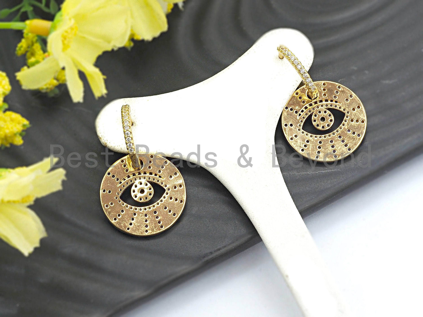 CZ Evil Eye Dangle Earrings, Sku#J58