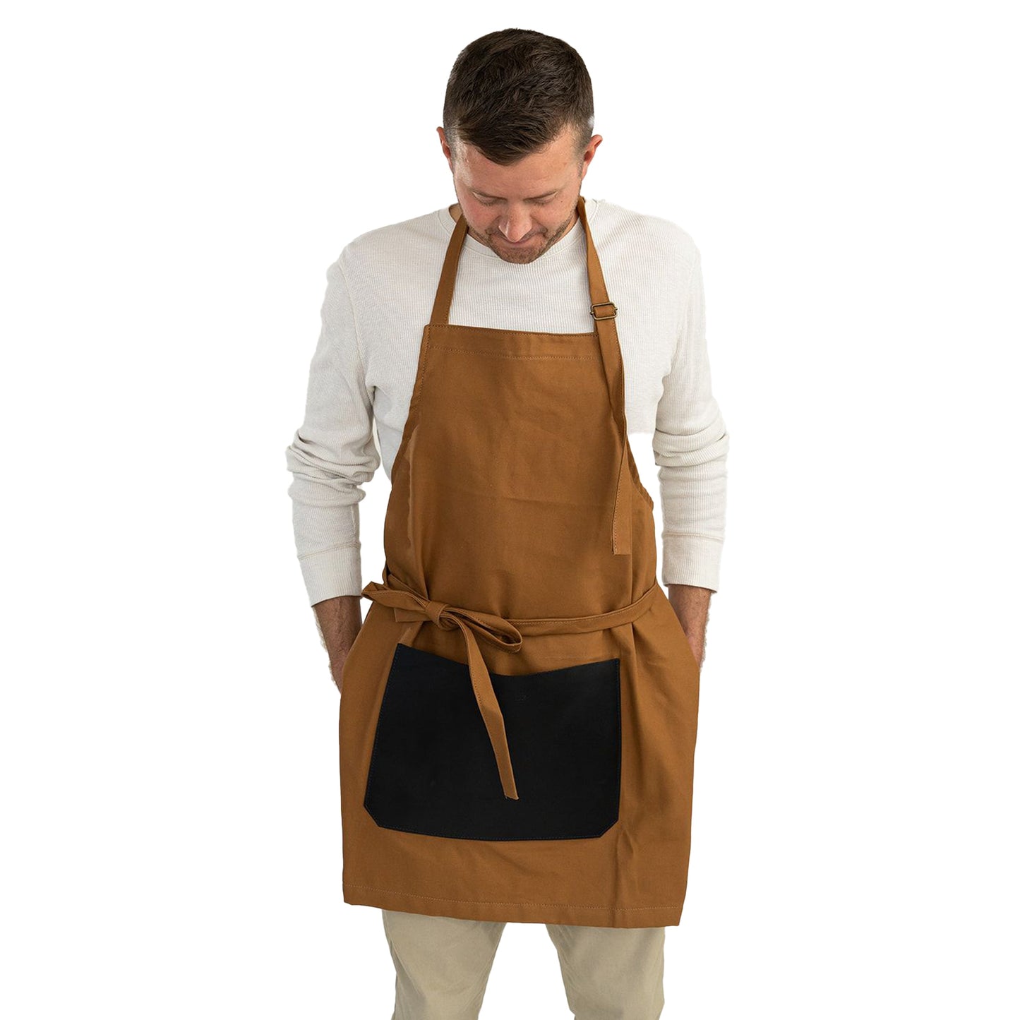Riveter Made Apron | Tobacco + Black Leather