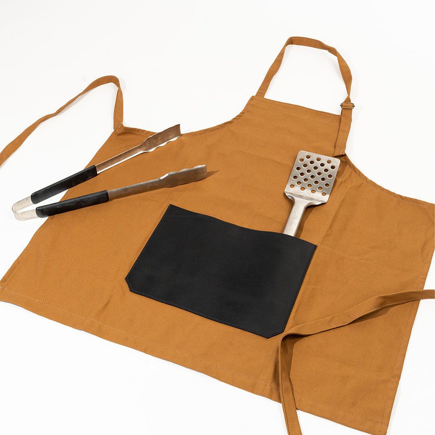 Riveter Made Apron | Tobacco + Black Leather