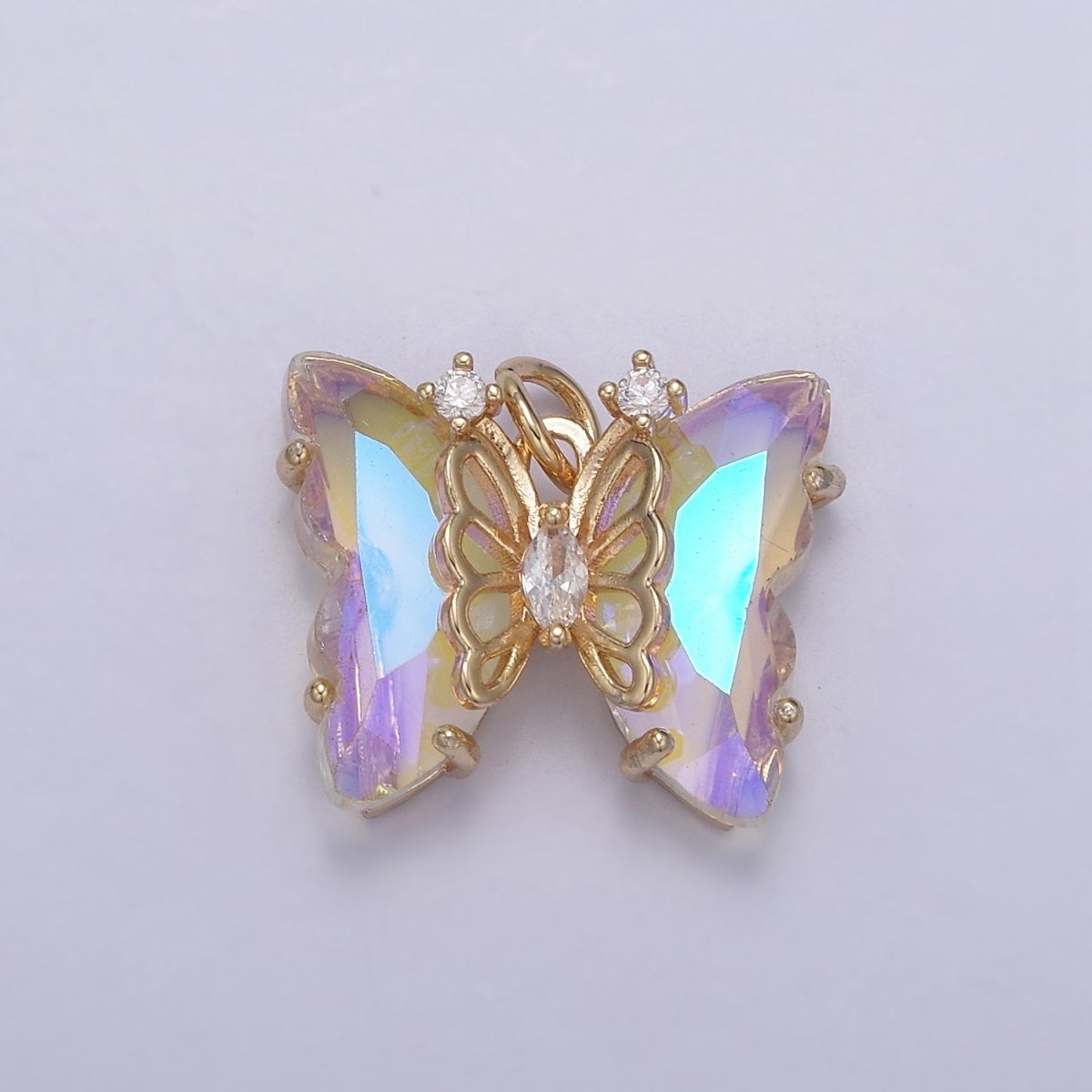 AB Color Butterfly Charm Glass Crystal Monarch Pendant Add on Charm for Bracelet Necklace Earring N-855