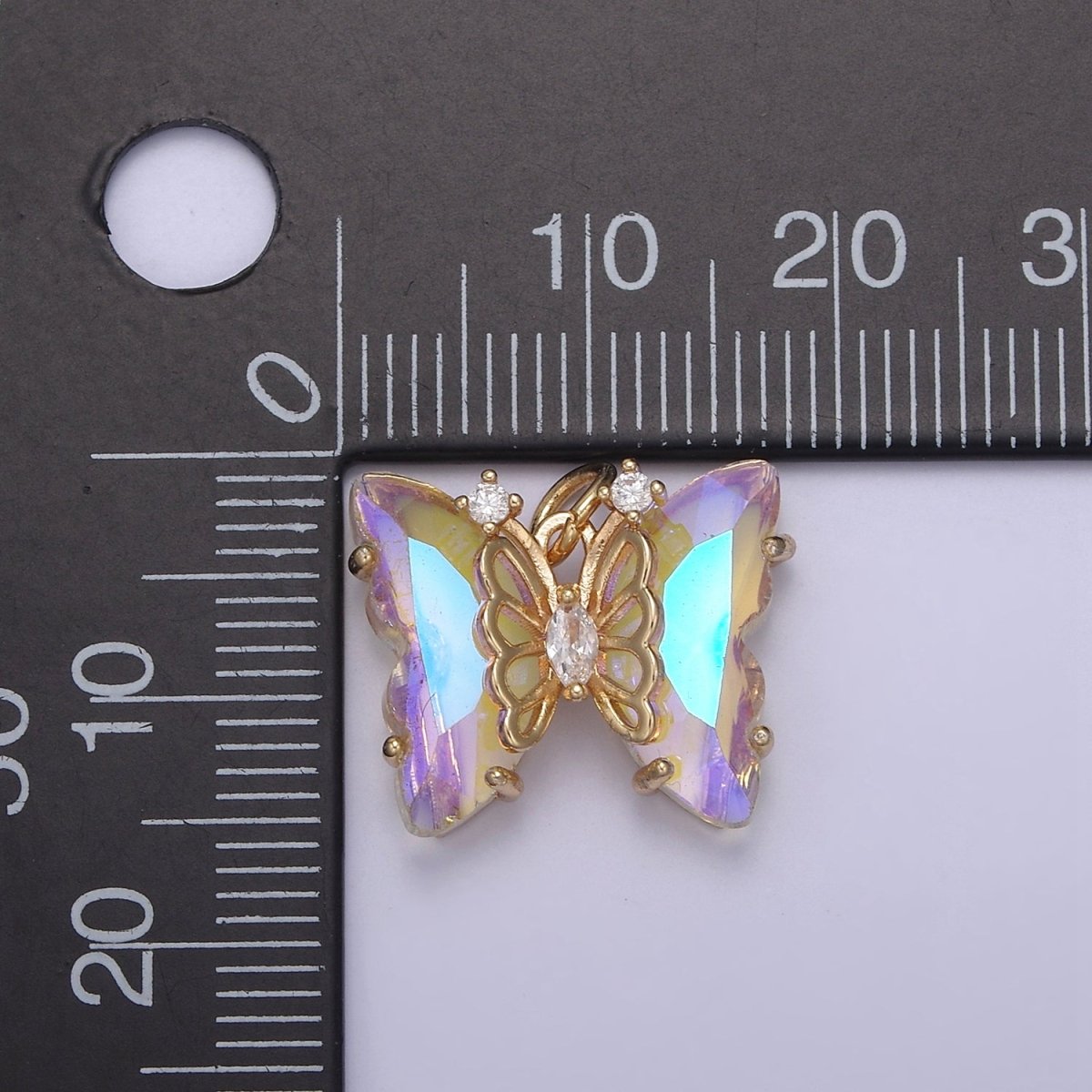 AB Color Butterfly Charm Glass Crystal Monarch Pendant Add on Charm for Bracelet Necklace Earring N-855