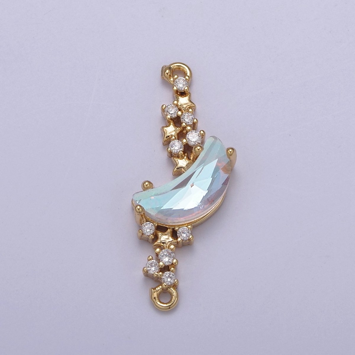 AB Dream Crescent Moon Charm Connector for Celestial Bracelet Necklace Component F-801