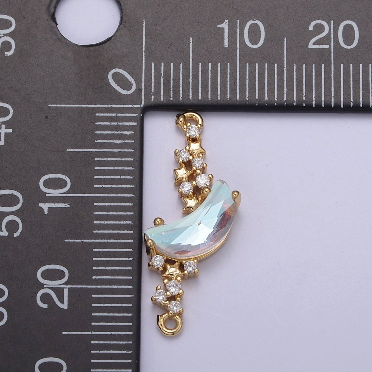 AB Dream Crescent Moon Charm Connector for Celestial Bracelet Necklace Component F-801